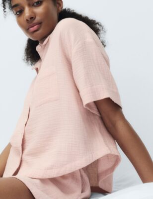 M&S pure cotton muslin shortie pyjama set