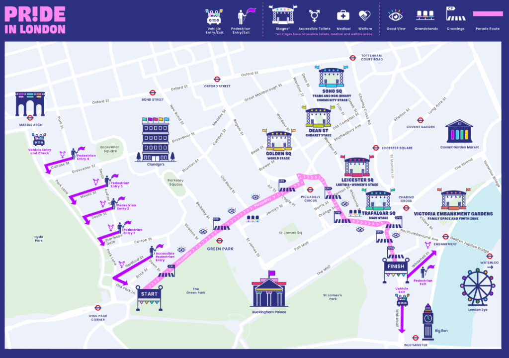 Pride in London Parade Map 2026