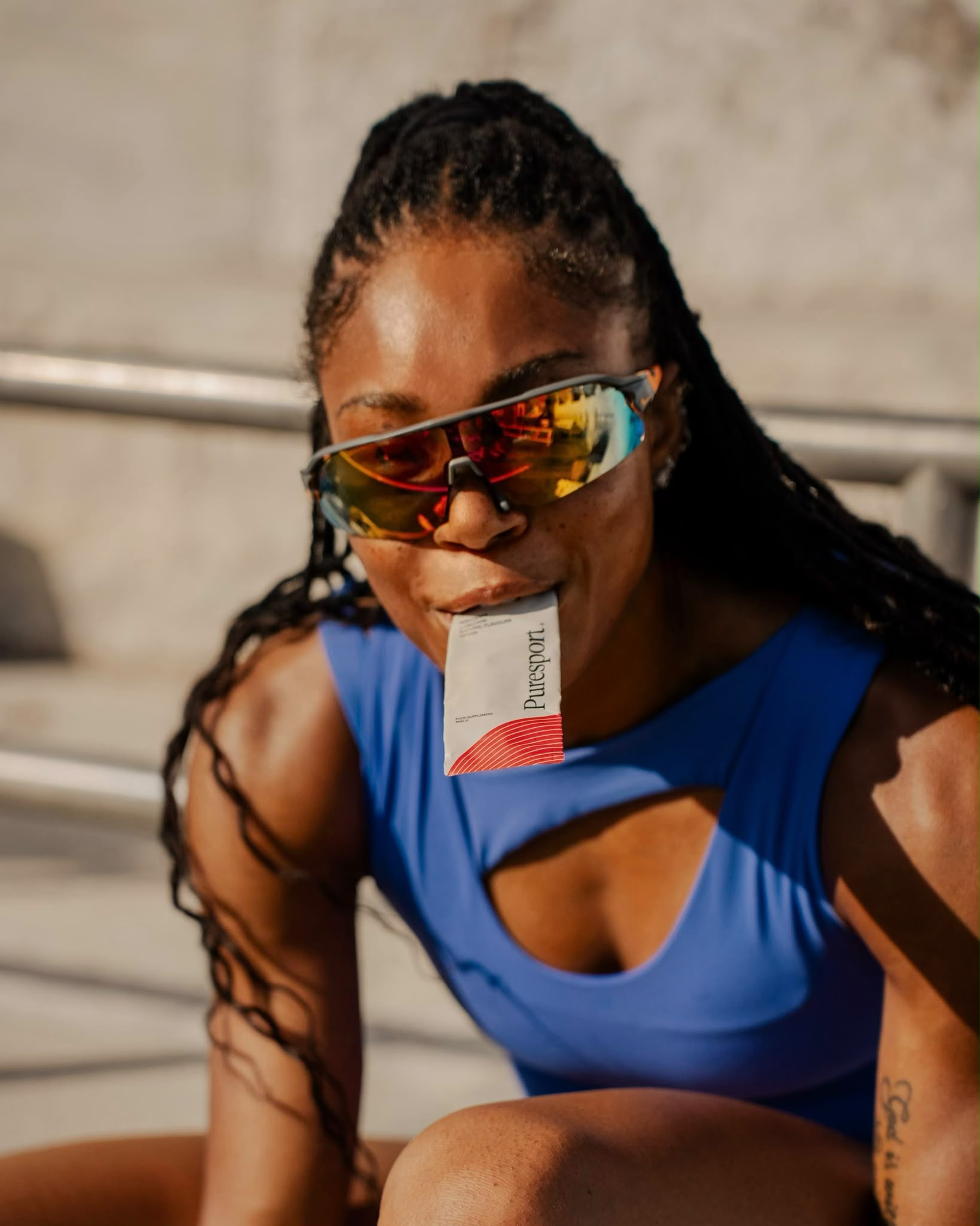 Athlete drinks Puresport energy gel