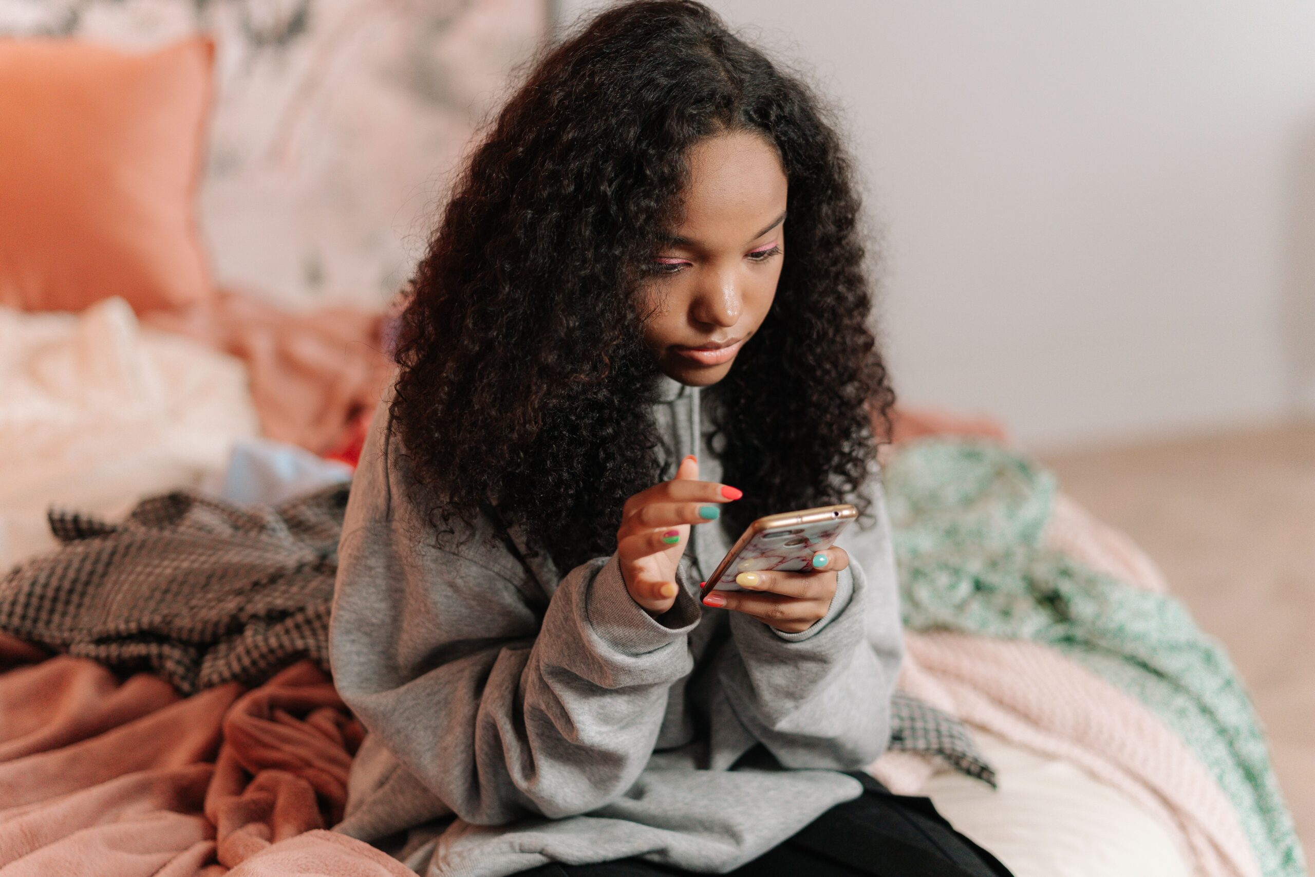 Teen girl on her phone