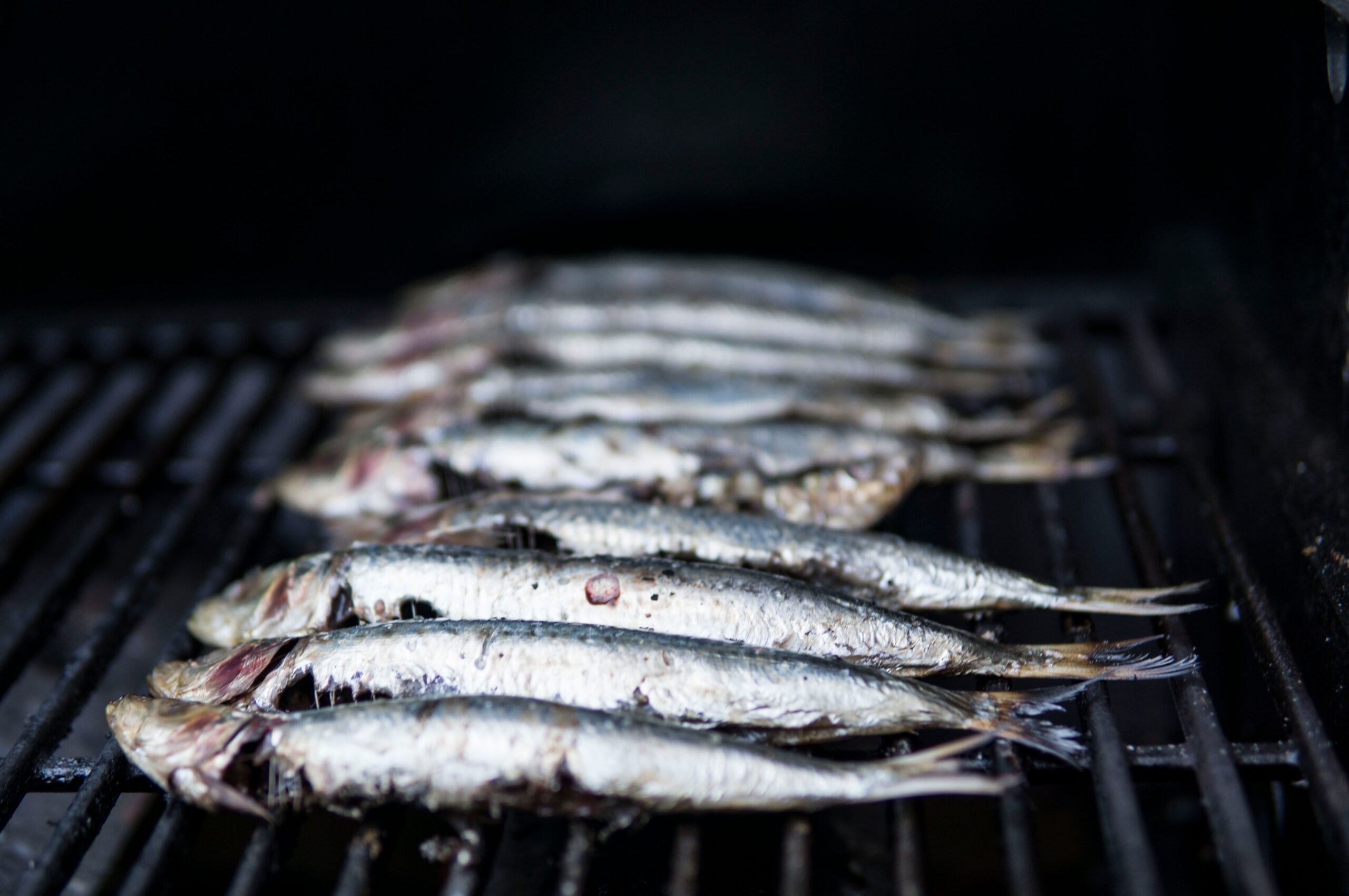fresh sardines on a grill