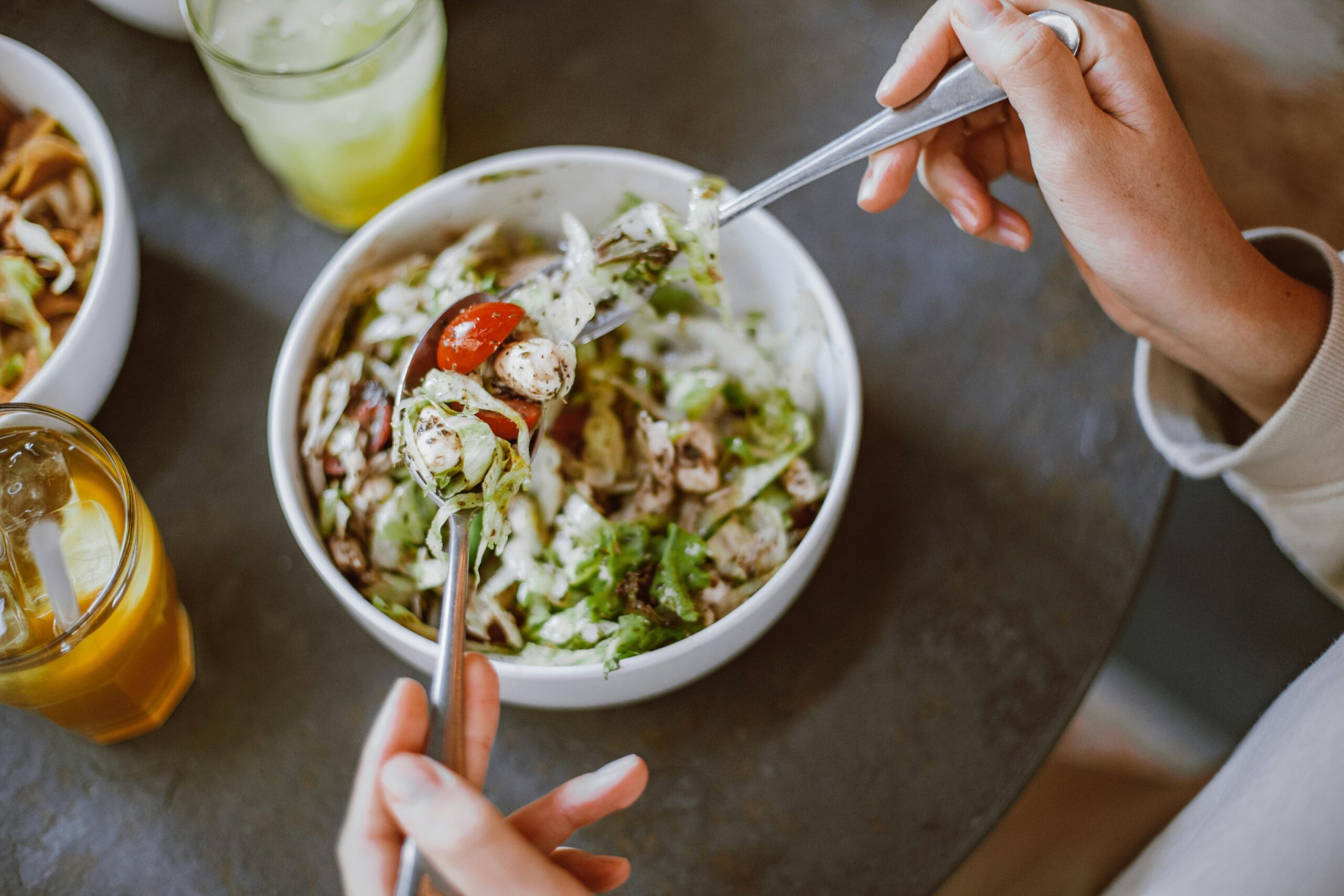 Person eating light summer salads