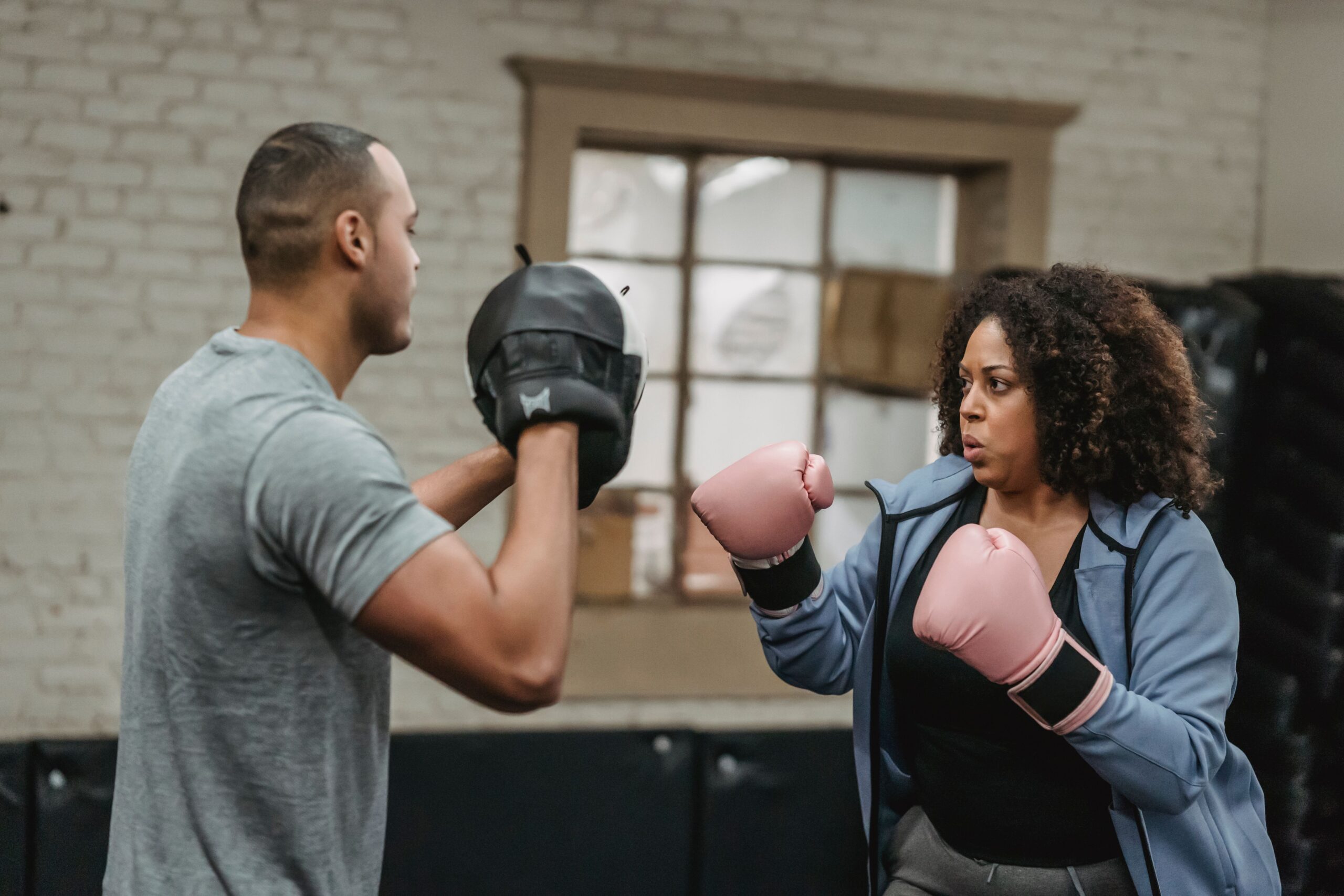 Woman in a boxing class