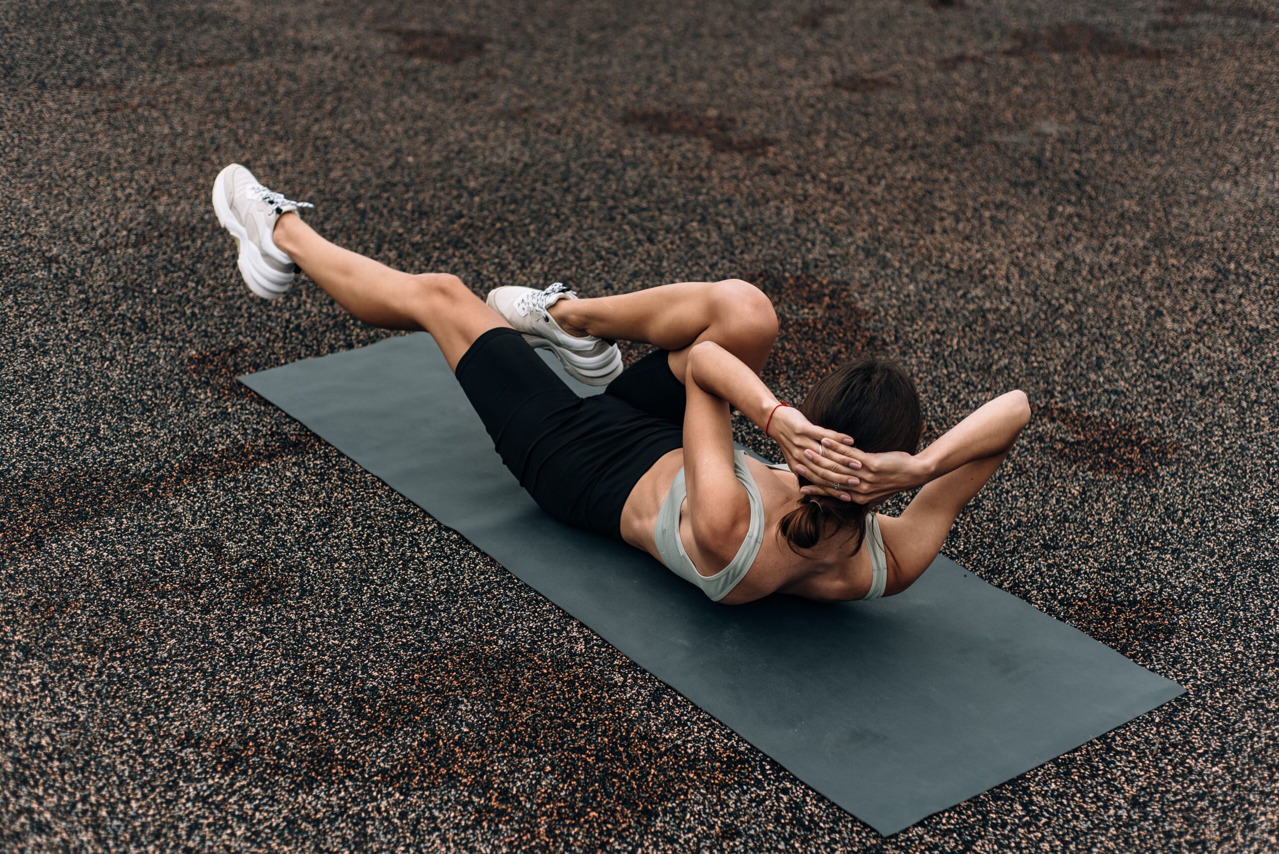 Woman doing bicycle crunches