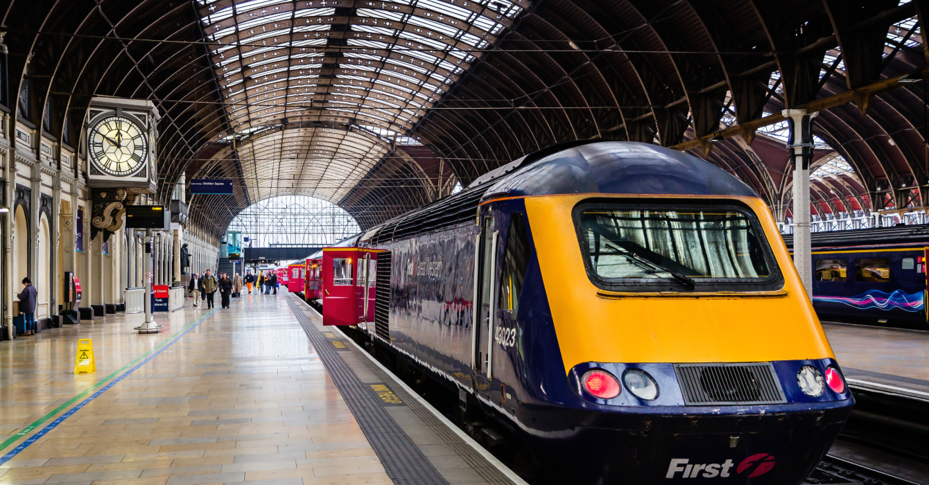 A train on standby at Victoria Station, London.