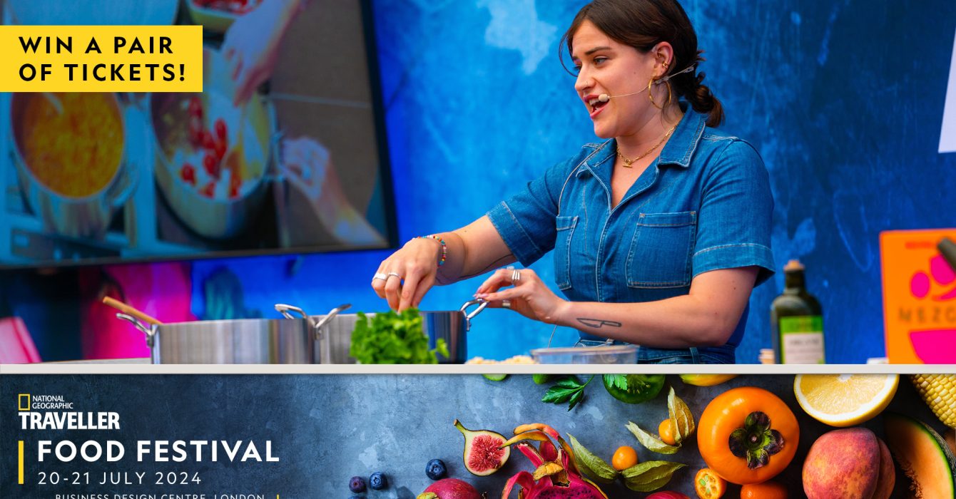 A cooking demonstration at a food festival