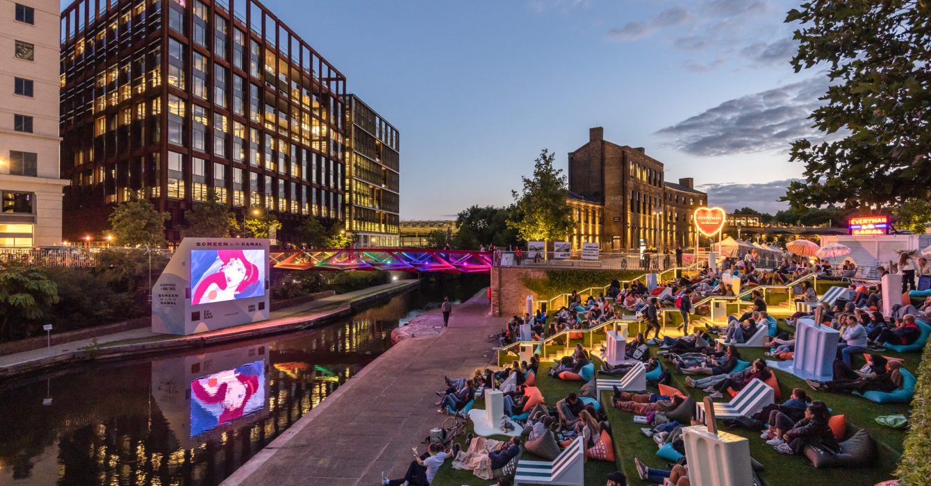 Everyman outdoor cinema on the steps of Granary Square in Kings Cross