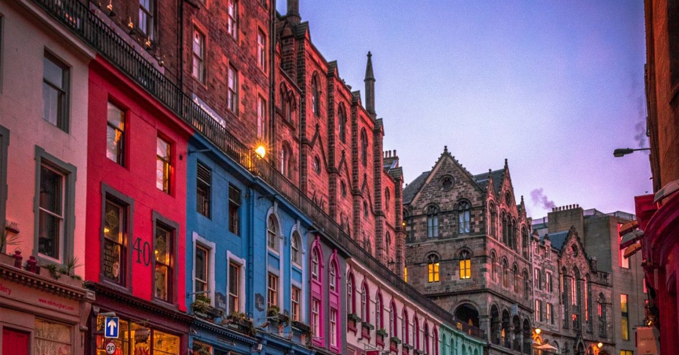 At the break of dawn on Victoria Street, Edinburgh.