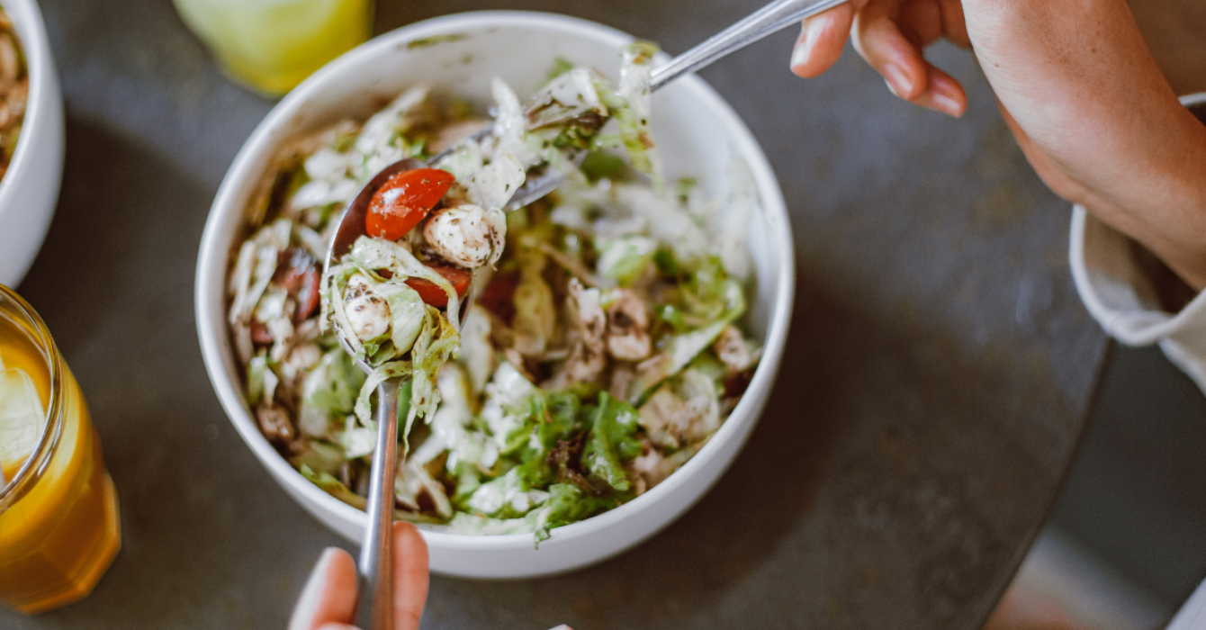 Woman eating a salad