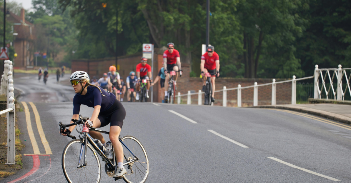 woman in bike race in UK