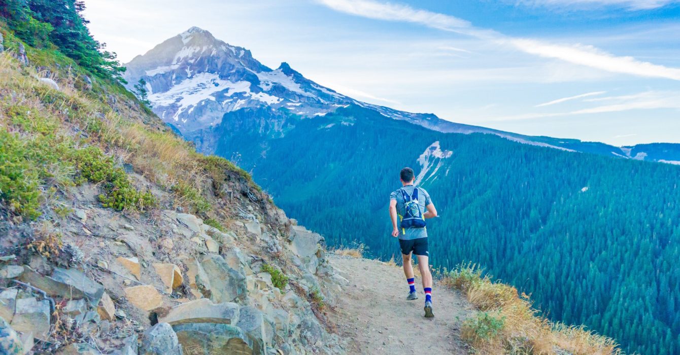 Man running on a mountain