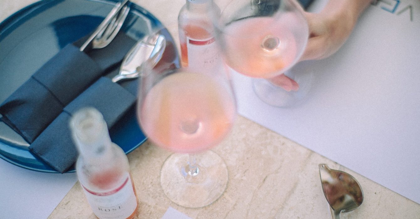 Two glasses of Quatre Vin Quatre Vin Rose.