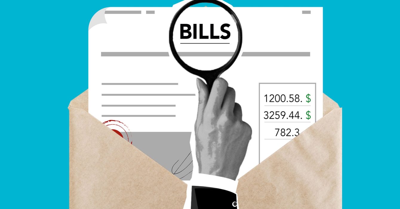 A graphic of a magnifying glass inspecting a bill in closer detail.