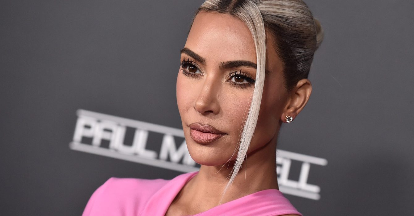 Close up of Kim Kardashian at the Baby2Baby Annual Gala in 2022